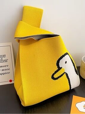 Cute Yellow Duck Knit Tote Bag